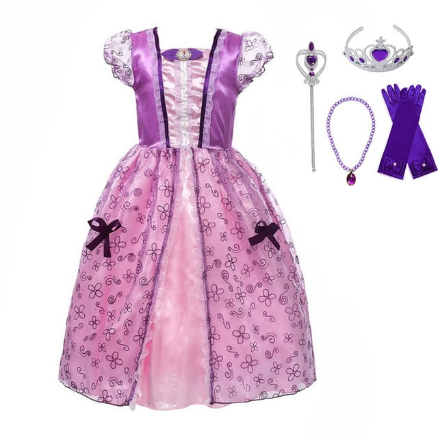 Latest Princess Sofia Costume Set Hooks Look 2024   Little Girls Princess Rapunzel Cinderella Sleeping Beauty Belle Dress Up Costume With Accessories Kids Elsa Anna 12  640x640 12 