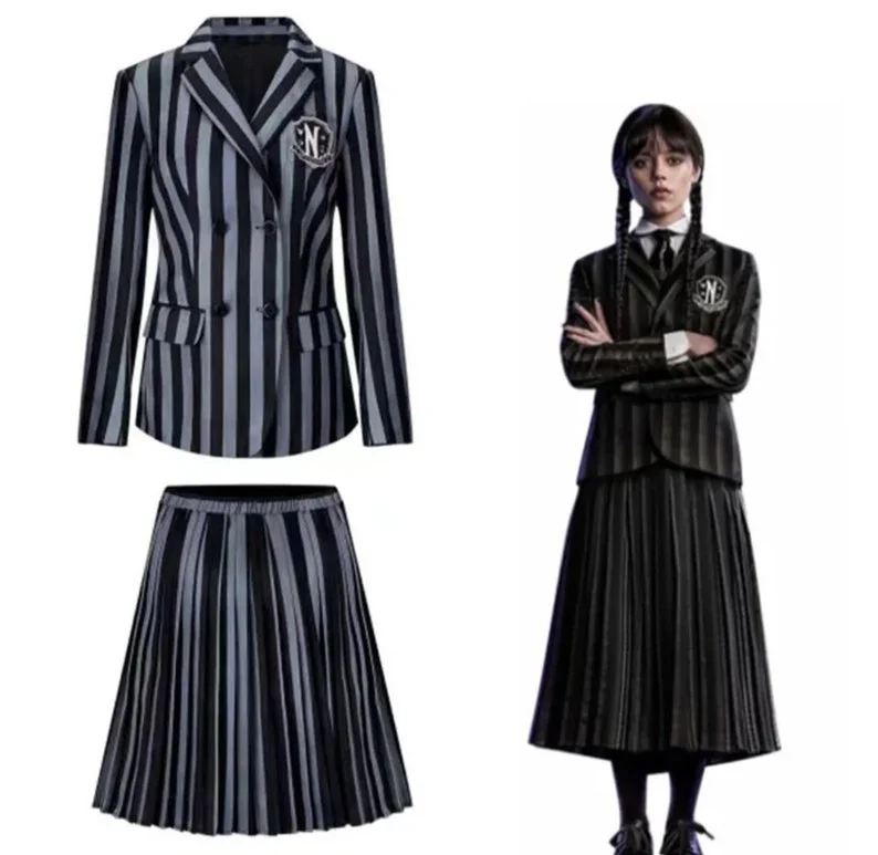 Wednesday Addams Girls Black tulle dress Wednesday Addams Nevermore Academy Black School Uniform Adult Kids Matching 2 Hooks Look